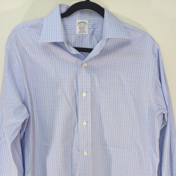 Brooks Brothers Mens Blue Plaid Classic Non Iron Supima Cotton Button Shirt 15.5 - Picture 2 of 8